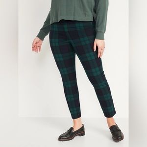 High-Waisted Pixie Printed Ankle Pants for Women Green Blue Plaid Size 4 Petite